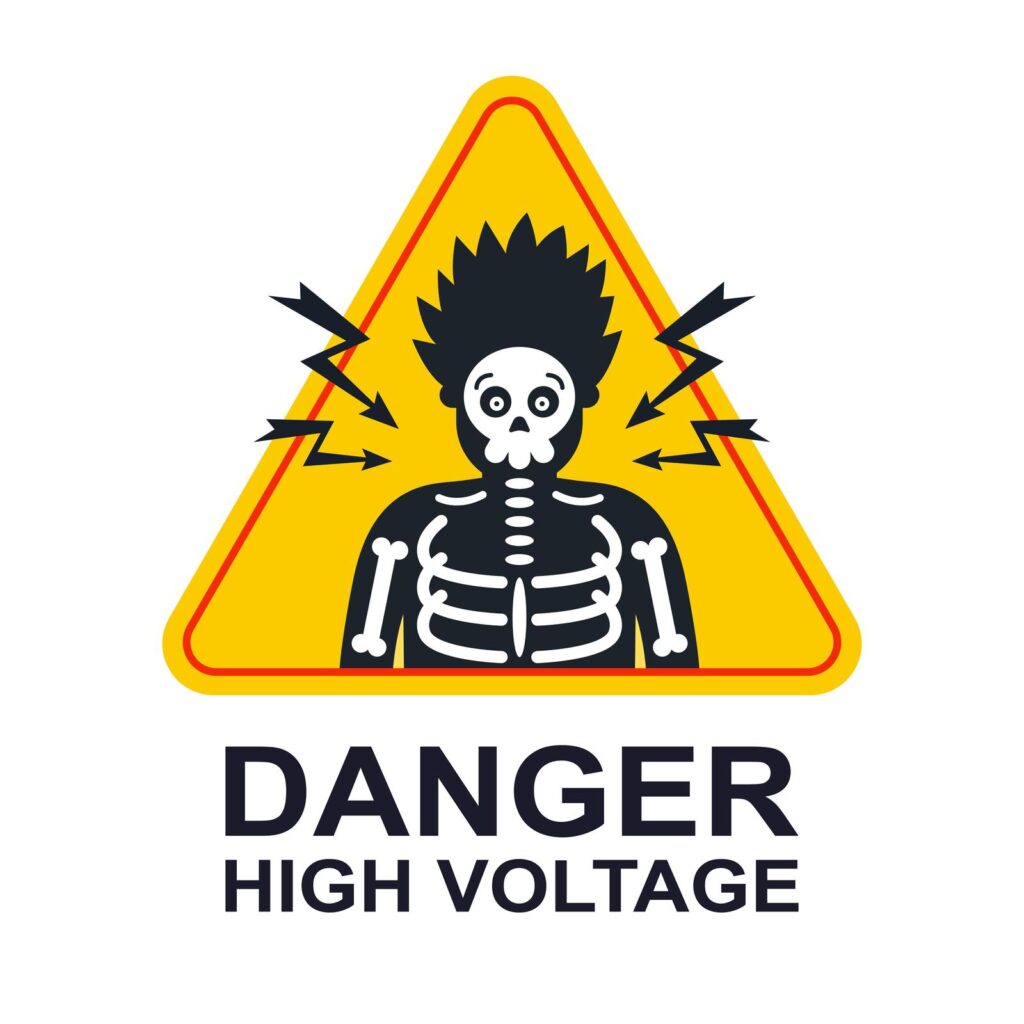 yellow sticker caution high voltage