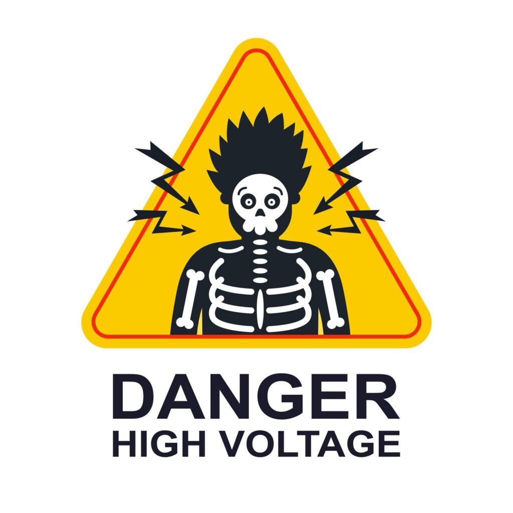Danger high voltage warning sign illustration.